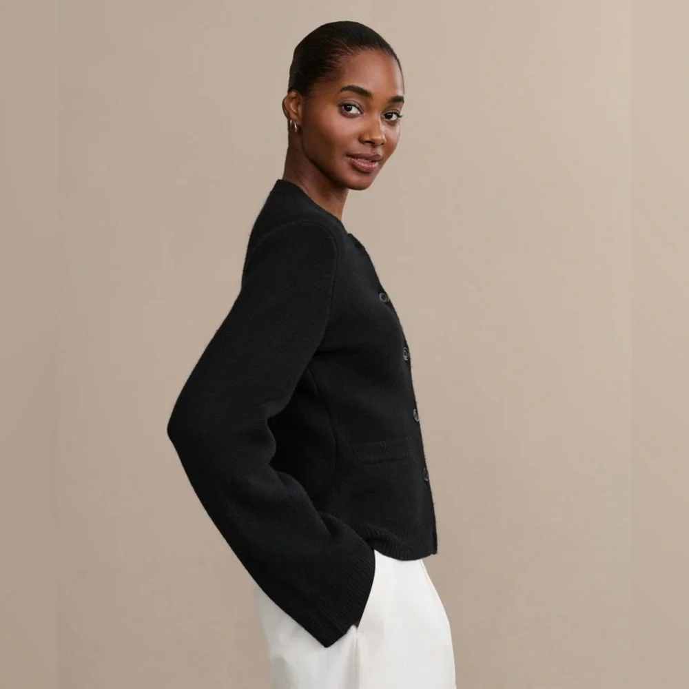NWT Jenni Kayne Black Wool Cashmere Cooper Cardigan Size XS - Picture 2 of 12